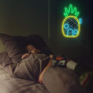 Letrero de Neón con Forma de Piña, Luz LED de Neón Atenuable, Decoración de Pared con Temática Oceánica, para Habitación Infantil, Dormitorio, Hogar y Centro Comercial, Resistente al Agua - Product Image 5