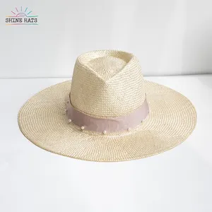 Shinehats 2023 OEM sisal jazz top panama straw hats luxury women ladies summer outdoor sombrero with pearl hatband