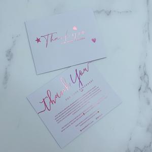 Tarjetas de Agradecimiento Personalizadas con Impresión en Dorado Rosa - Tarjetas de Felicitación Bilingües en Inglés y Español para Comercio Electrónico - Product Image 4