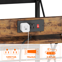 Support d'imprimante métallique à 3 niveaux avec tiroir de rangement, grande table d'impression haute, prise de courant latérale, étagère réglable, chariot de support portable