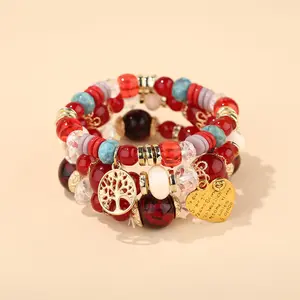 Conjunto de pulseiras de coração, de alta qualidade, boho, amor, pulseira, joias, artesanal, tendência, dourado, charme, miçangas, pulseira para casal, 2022