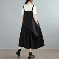 Robe salopette plissée irrégulière ample pour femme, nouvelle collection été, sans manches, polyvalente, grande taille, à bretelles, avec jupe à volants, pour l'extérieur