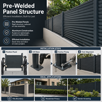 Kit de clôture en aluminium à lames orientables facile à assembler, panneaux modulaires en aluminium avec tous les accessoires inclus pour la maison et le jardin