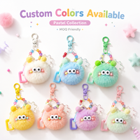 Porte-clés Pompon Moelleux en Fausse Fourrure, Breloque Mignonne pour Clés de Voiture ou Sac, Couleur Personnalisée OEM