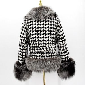 Mengjiqiuchen-blouson en laine pour femmes, avec cordon <span class=keywords><strong>de</strong></span> serrage, veste courte en fourrure <span class=keywords><strong>de</strong></span> renard, mode automne-hiver, vente en gros, QC21076 - Product Image 3