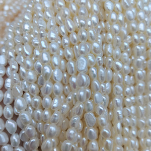 Perles en vrac Barak à trou droit de forme irrégulière, perles d'eau douce naturelles rondes de qualité AAA 3-6mm, accessoires DIY pour boucles d'oreilles - Product Image 3