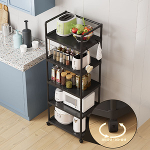 <b>Kitchen</b> Storage <b>Rack</b> 5 Tier Thickened With Wheels For Microwave Oven And <b>Kitchen</b> Appliances - Product Image 2