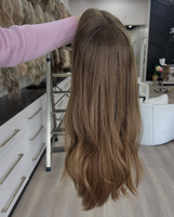 Perruque Lace Front Longue Châtain Clair Ondulée Naturelle Cheveux Humains Vierges Petite Dentelle HD Transparente Invisible Sans Colle Pour Usage Quotidien