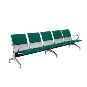 Customer Waiting Bench PU Aluminum Half Leather Airport Seating Hospital Clinic Waiting Room Chair 5 Seaters