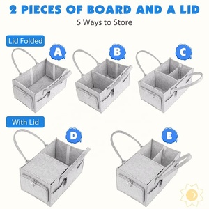 Cesta de Viaje de Fieltro Portátil con Múltiples Bolsillos y Logotipo Personalizado, Organizador de Guardería, Bolsa de Almacenamiento <span class=keywords><strong>para</strong></span> Pañales de Bebé, <span class=keywords><strong>para</strong></span> Recién <span class=keywords><strong>Nacidos</strong></span> - Product Image 3