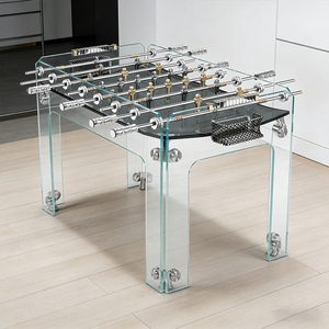 Table de Football de Table Moderne et Élégante avec Plateau en Verre Trempé, Taille Personnalisable, Logo, Design Autoportant, Poignées en Bois - Product Image 4