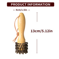 Brosse de nettoyage artisanale en bambou pour équipement à café, à poils rigides en nylon, pour groupe de distribution d'espresso, avec cordon décoratif en cuir