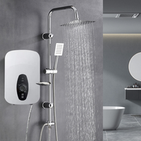 Ensemble de Douche Intégré en Acier Inoxydable avec Valve Céramique, Support Mural à Jet, Porte-Savon pour Salle de Bain d'Appartement, Tête de Douche Pressurisée pour Baignoire