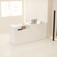 Bureau d'accueil contemporain en bois lumière LED petit comptoir frontal pour magasin de vêtements pour femmes salon de coiffure hôtels hôpitaux