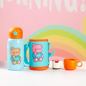 Sac <span class=keywords><strong>en</strong></span> paille acier inoxydable <span class=keywords><strong>pour</strong></span> enfants, enfants élèves maternelle, mignon, motif de dessin animé, petit sac, bouteille d'eau, - Product Image 5