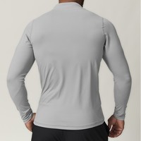 Maglietta Sportiva da Uomo con Logo Personalizzato, Zip 1/4, per Basket, Corsa, Palestra, Fitness, Slim Fit, Manica Lunga