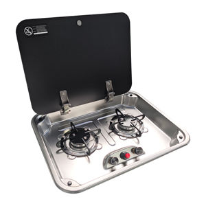 JDA из нержавеющей стали RV варочная газовая плита Встроенная 2 горелки со стеклянным покрытием газовая горелка для бытовой RV Пикник морской - Product Image 2