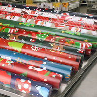 Wholesale Custom Christmas Floral Printed Single-Sided Gift Wrapping Paper Roll DIY Tissue Packaging Pulp Material Coating