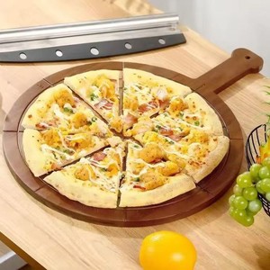 Tabla para pizza de madera de acacia redonda de 2.0 cm de grosor con asa para uso doméstico, tablas de cortar - Product Image 1