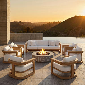 Wasserdichtes Massivholz Outdoor-Sofa-Set Maßgefertigte Teak-Gartenmöbel Luxuriöse Villa-Terrassen-Lounge-<span class=keywords><strong>Couch</strong></span> - Product Image 2