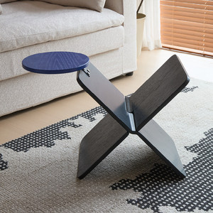 NKOL Minimalist Foldable Round Side <b>Table</b> Wood X-Shape Base <b>Portable</b> Standing Living Room Storage Rack - Product Image 4