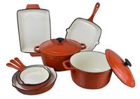 Ensemble de casseroles et poêles en fonte émaillée personnalisables pour la cuisine, idéal pour la cuisson des soupes et des bouillons
