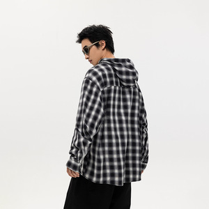 Camicia <span class=keywords><strong>a</strong></span> quadri personalizzata firmata camicia <span class=keywords><strong>a</strong></span> quadri con cappuccio di flanella camicie da uomo Casual <span class=keywords><strong>a</strong></span> maniche lunghe in cotone <span class=keywords><strong>a</strong></span> quadri - Product Image 3