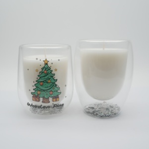Bougie artisanale en verre double couche de la série Noël avec paillettes en forme de petites étoiles pour la décoration de Noël et de la maison - Product Image 6