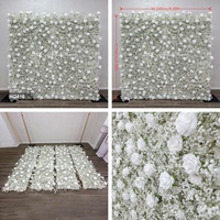 Mur de fleurs artificielles 5D blanches, roses et gypsophiles, 8x8 pieds, pour décoration de mariage, événements et maison