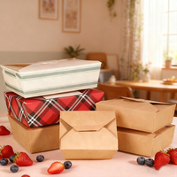 Boîte à repas personnalisable en papier kraft jetable et recyclable à quatre côtés avec fermeture magnétique pour sushis, poulet frit et snacks