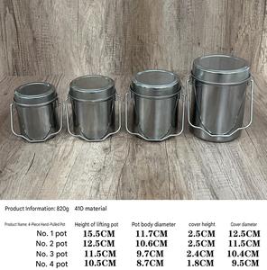 4-teiliges Edelstahl-Tiffin-Lunchbox-<span class=keywords><strong>Set</strong></span> mit Griff, runder Lebensmittelbehälter mit Metalldeckel, Gewürzdose für Küche und Reisen - Product Image 2