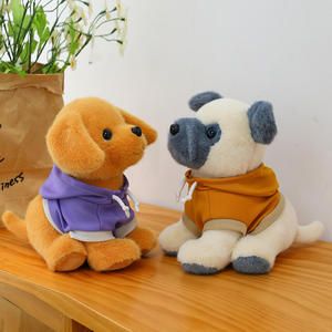 Boneka Anjing Pug Grosir, Boneka Anjing Lucu Berhoodie Labrador Schnauzer, Figurine Anak Anjing Berpose Duduk, Hadiah Ulang Tahun - Product Image 4