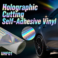 Vinilo Holográfico Autoadhesivo de PVC Permanente en Rollo, Brillante, para Plotter de Corte, en Oferta