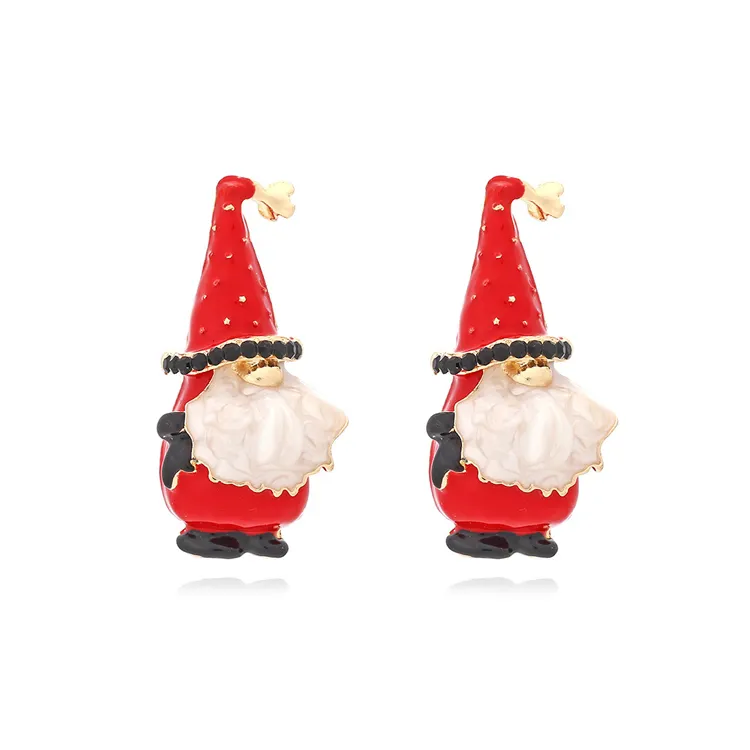 Cute alloy Christmas Boots Christmas Snowman Santa Claus earrings red enamel 2023 new Christmas earrings wholesale