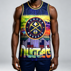 Sublimation personnalisée <span class=keywords><strong>Denver</strong></span> <span class=keywords><strong>Nuggets</strong></span> # <span class=keywords><strong>Maillot</strong></span> de basket-ball Jokic 15, impression intégrale, dégradé, édition City, vêtements de sport pour hommes, OEM ODM 100% - Product Image 2