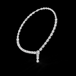 สร้อยคอเพชรเพาะเลี้ยงสีเงินสำหรับงานหมั้นและงานแต่งงาน ทำจากทอง 14K/18K ดีไซน์ทันสมัยโดดเด่น ระยิบระยับเหนือกาลเวลา หรูหรา - Product Image 1