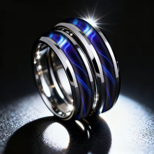 Nouvelle Collection 2026 – Bague de Couple Tendance en Acier Inoxydable Effet <span class=keywords><strong>Blu</strong></span>-<span class=keywords><strong>ray</strong></span>, Style Affaires, Marque Tendance pour Homme, Inoxydable - Product Image 3