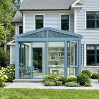 Véranda modulaire insonorisée et coupe-vent en verre, maison de jardin extérieure en aluminium, véranda triangulaire