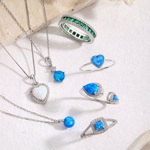 Dylam Hypoallergenic Non Tarnish S925 Silver Women Fine Jewelry 5A Cubic Zirconia Diamond Synthetic <b>Opal</b> <b>Pendant</b> Necklace - Product Image 2