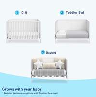 Lit bébé convertible 3-en-1 en bois massif, écologique et pliable, transformable en lit d'enfant et lit de repos pour chambre/salon
