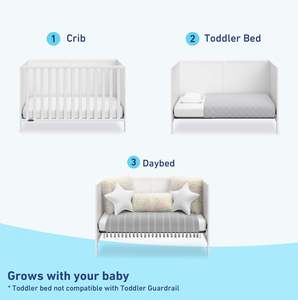 Cuna convertible tradicional 3 en 1 de madera maciza que se convierte en <span class=keywords><strong>cama</strong></span> para niños pequeños y sofá <span class=keywords><strong>cama</strong></span> para uso en dormitorio y sala de estar - Product Image 3