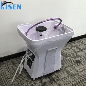 Kisen Bac de lavage capillaire portable le moins cher avec roulettes et verrous, sans tuyauterie, pour soins capillaires et spa, avec lumière LED, pour salon, hôpital, domicile - Product Image 2