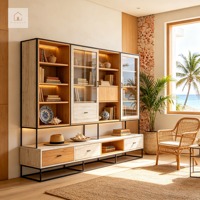 XINGRUO Armoire de bibliothèque industrielle moderne sur mesure en bois naturel, étagère de bureau personnalisée en gros avec LED