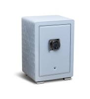Eonluxe Coffre-fort de luxe minimaliste gris foncé avec serrure biométrique et clé, rangement dissimulé pour bijoux, argent liquide, armoire de sécurité pour la maison et le bureau NOUVEAU