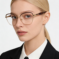 Monture de lunettes en métal pour femmes, de haute qualité, avec logo personnalisé, design de luxe, OEM&ODM, papillon, monture complète ou demi-monture