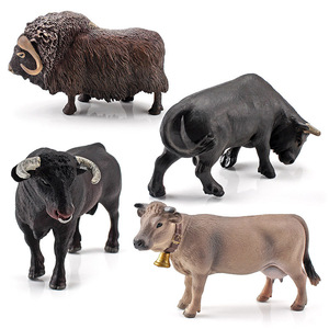 Juego de figuritas de animales de granja simulados, almizcle, buey suizo, vaca marrón, <span class=keywords><strong>ganado</strong></span> del norte de África, Toro Negro, decoración de rancho en <span class=keywords><strong>miniatura</strong></span> sólida - Product Image 3