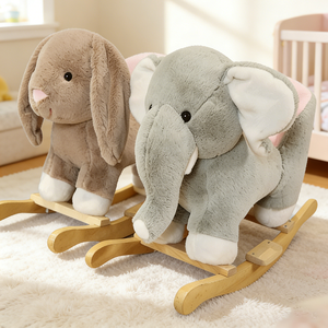 <span class=keywords><strong>Cheval</strong></span> à bascule Lapin et Éléphant pour enfants avec une capacité de 50 kg - Jouet mignon et durable à bascule et à roulettes, conception anti-chute pour les tout-petits - Product Image 1