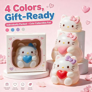 Giocattolo Squishy Gatto Bianco Abbracciabile a Forma di Cuore, Gatto Bianco Rotondo e Paffuto con Zampe Anteriori che Abbracciano un Cuore 3D, Antistress a Lenta Risposta - Product Image 4