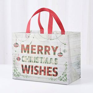 Bolsa de Mano Portátil Personalizable de la Serie Spot, de Tela No Tejida, con Diseño de Alce Navideño y Asa de Listón, para Zapatos Grandes - Product Image 1