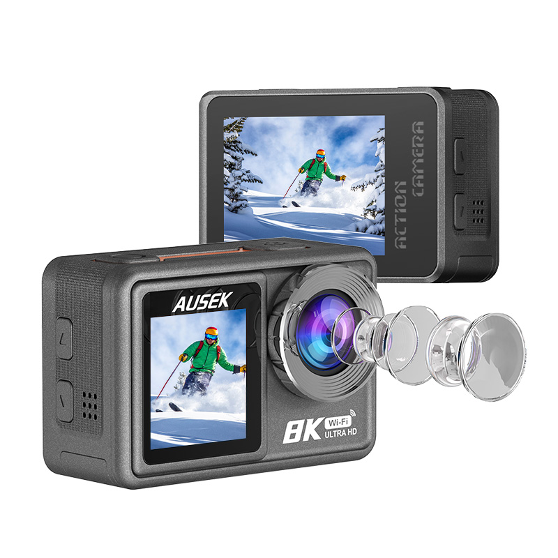 Ausek 8K Action Camera - Waterproof & Stabilized Sports Cam